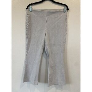 Counterparts Cropped Pants Black  White Stripe Pull-On Elastic Waist Womens M